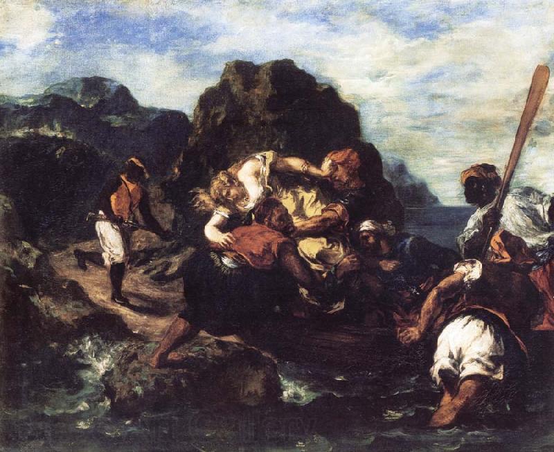 Eugene Delacroix African Priates Abducting a Young Woman